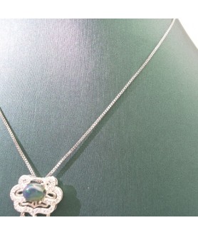 Natural Chalcedony with little lock pendant necklace