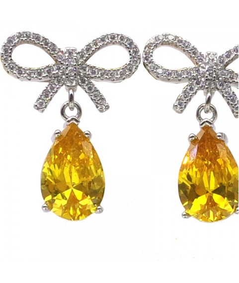 Natural citrine inlaid bow jewel Earrings